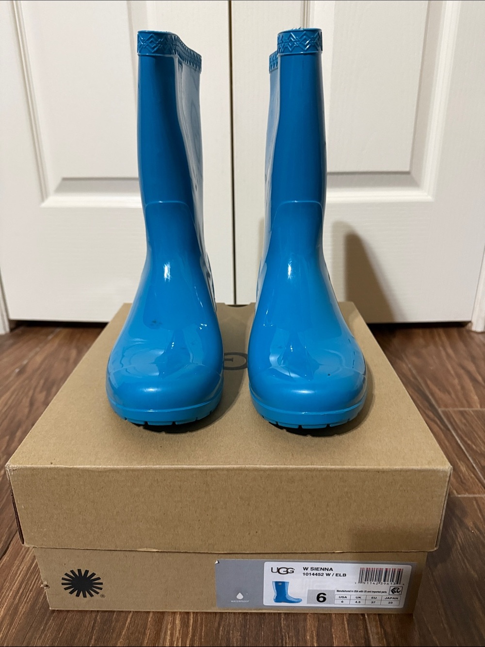 UGG Bright Blue Glossy Rain Boots